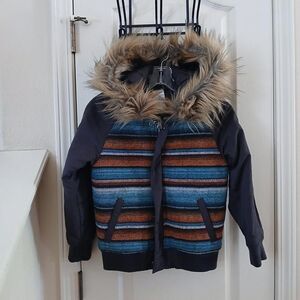 Cruel Girl Multi-Color Southwestern Striped Winter Parka Jacket Girl's M (8)